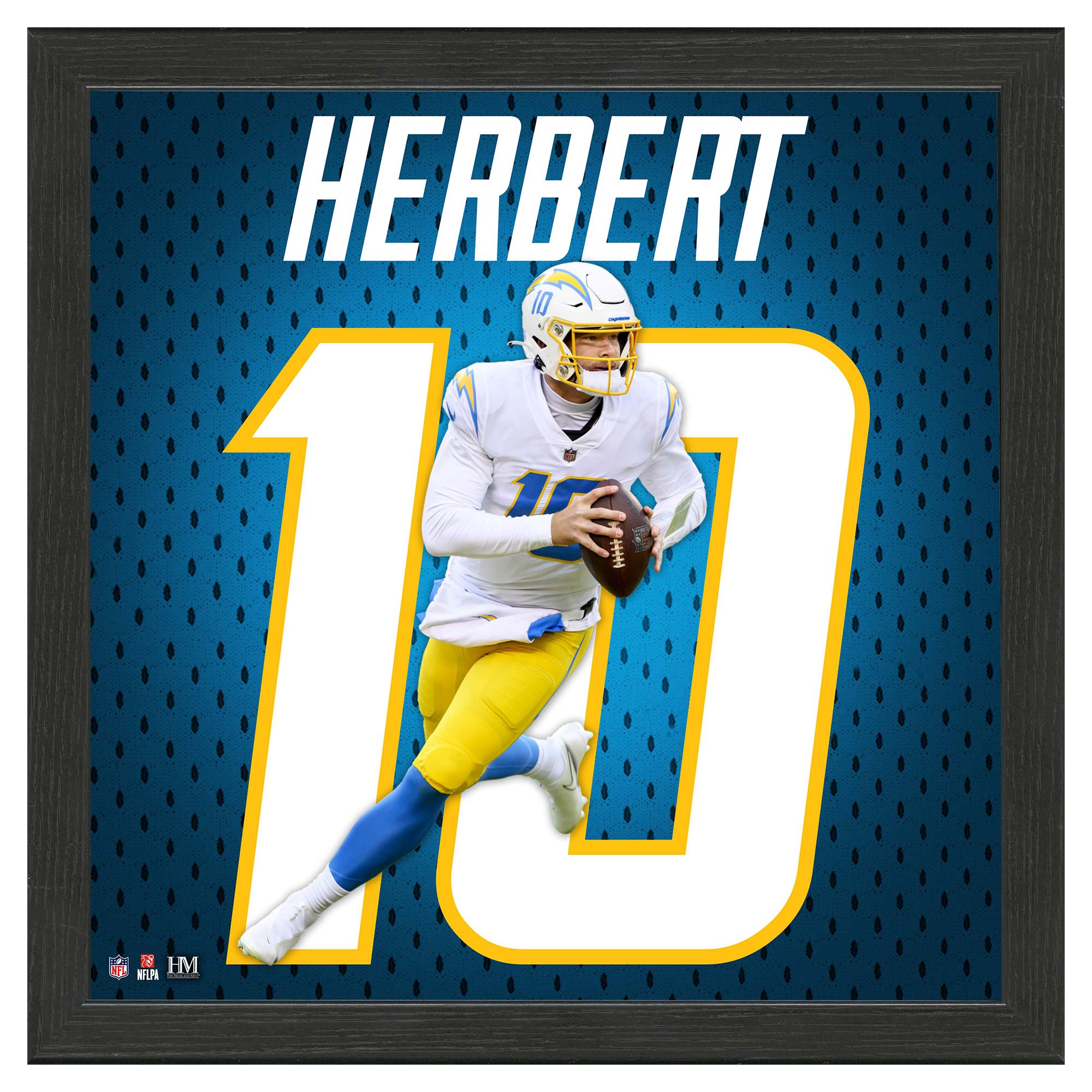Justin Herbert #10 Los Angeles Chargers Impact Jersey Gerahmtes NFL Bild