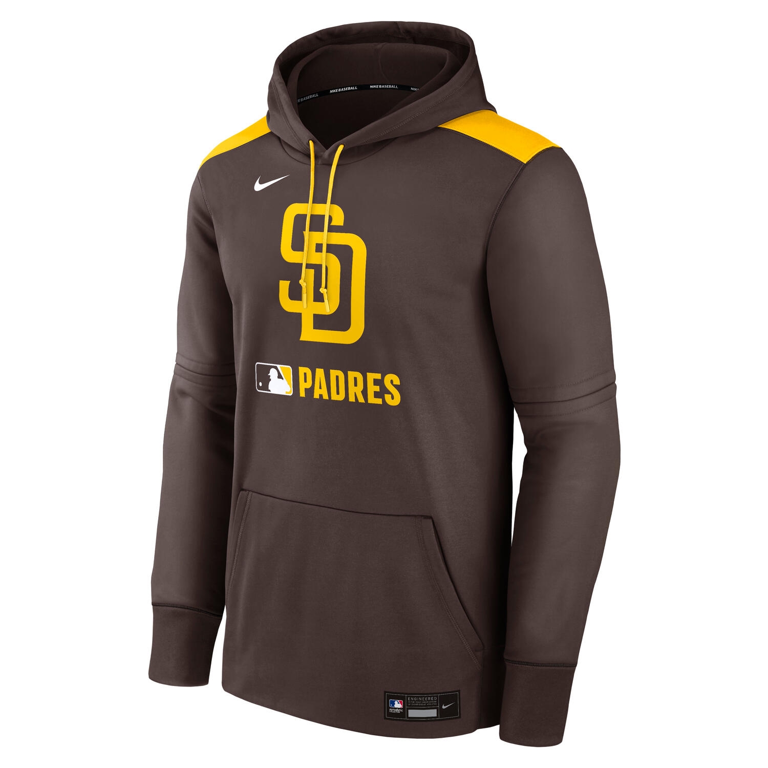 San Diego Padres 2025 MLB Authentic Performance Therma Hoodie Brown