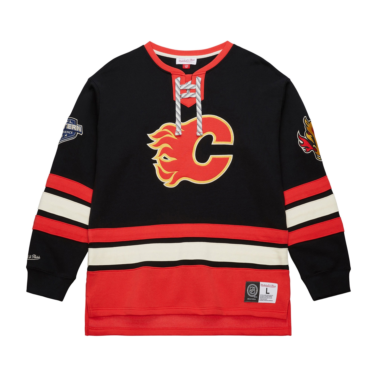 Calgary Flames Mitchell & Ness Heritage NHL Lace-Up Jersey Crew