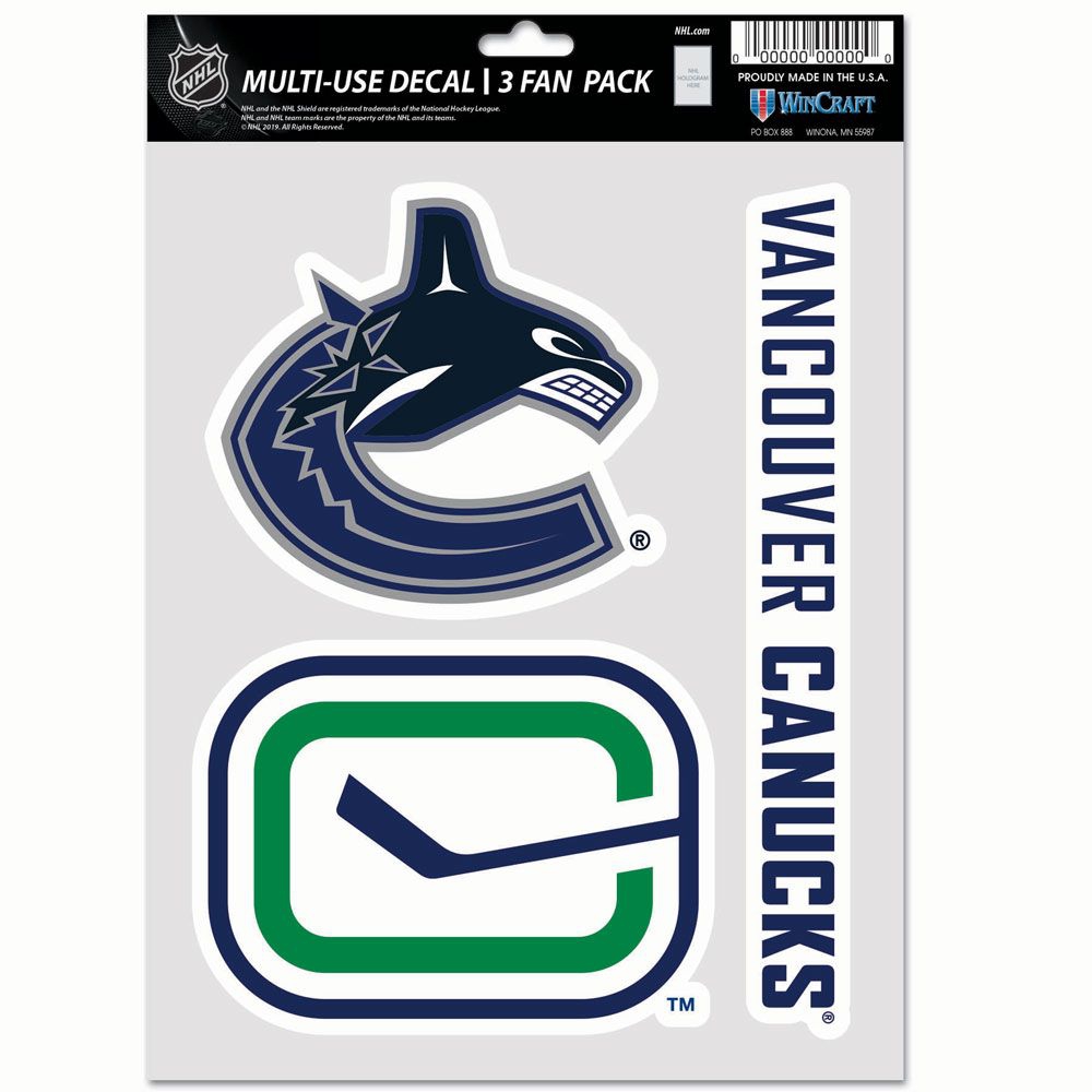 Vancouver Canucks Multi-Use NHL Decals Set (3 Pcs.)
