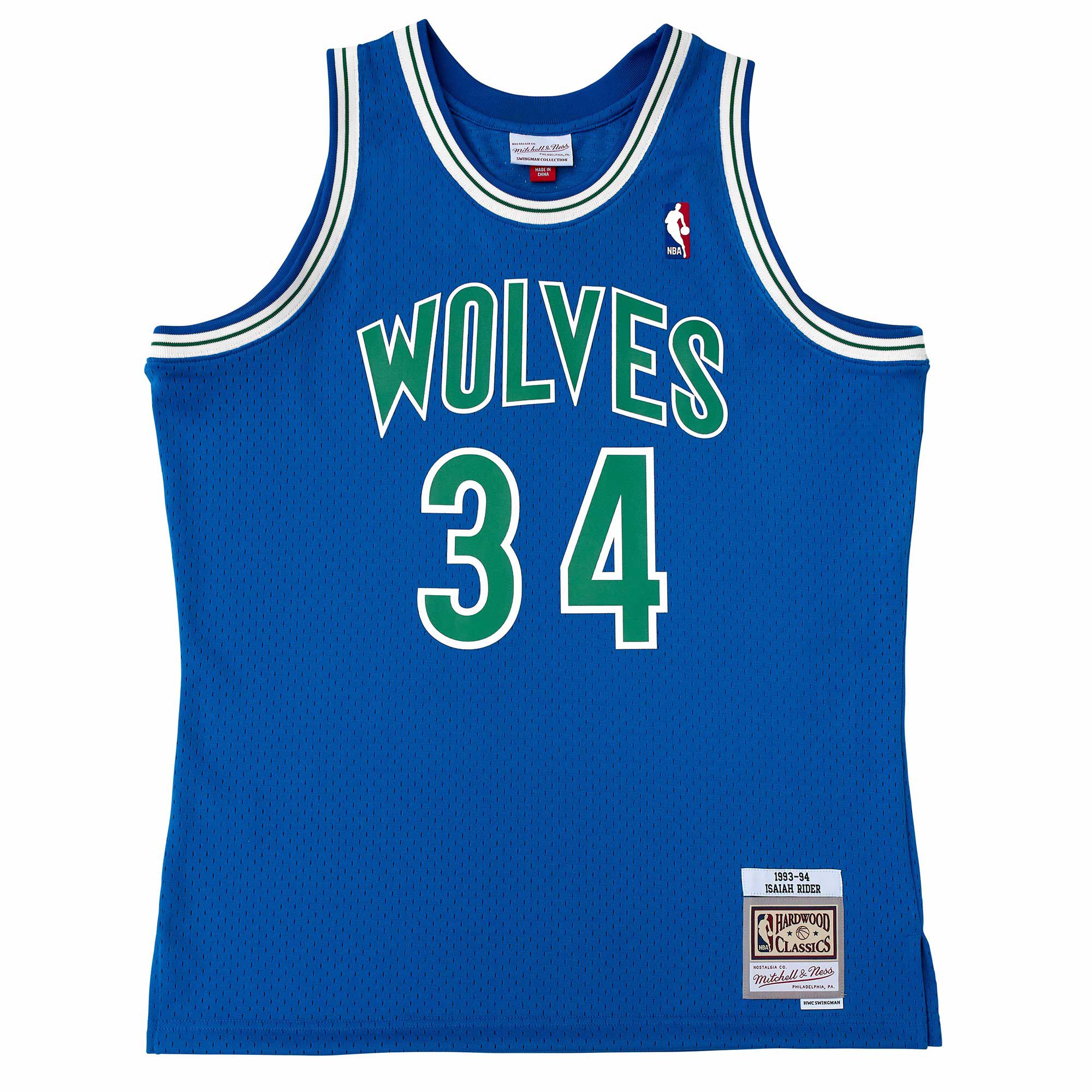 Isaiah Rider #34 Minnesota Timberwolves 1993-94 Mitchell & Ness Swingman NBA Trikot Blau