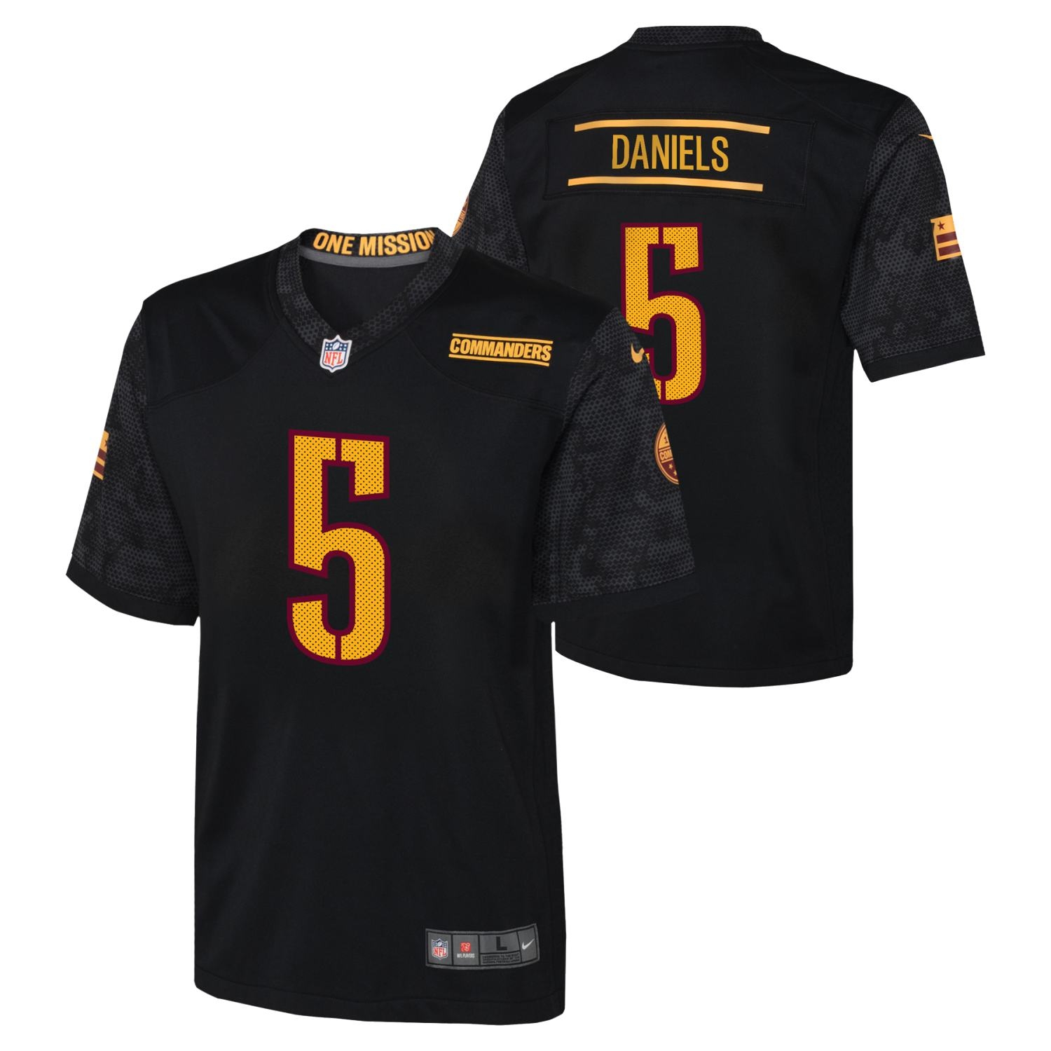 Jayden Daniels #5 Washington Commanders Game NFL Trikot Alternate Schwarz (YOUTH)