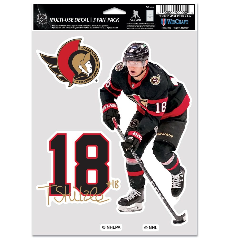 Tim Stützle #18 Ottawa Senators Player NHL Aufkleber-Set (3 Stk.)