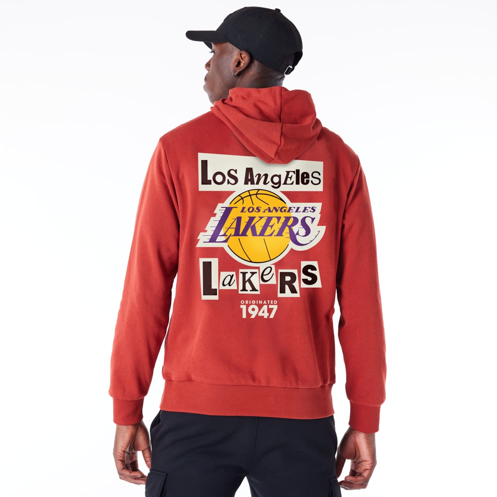 Los Angeles Lakers Newspaper Script New Era NBA Hoodie Rot