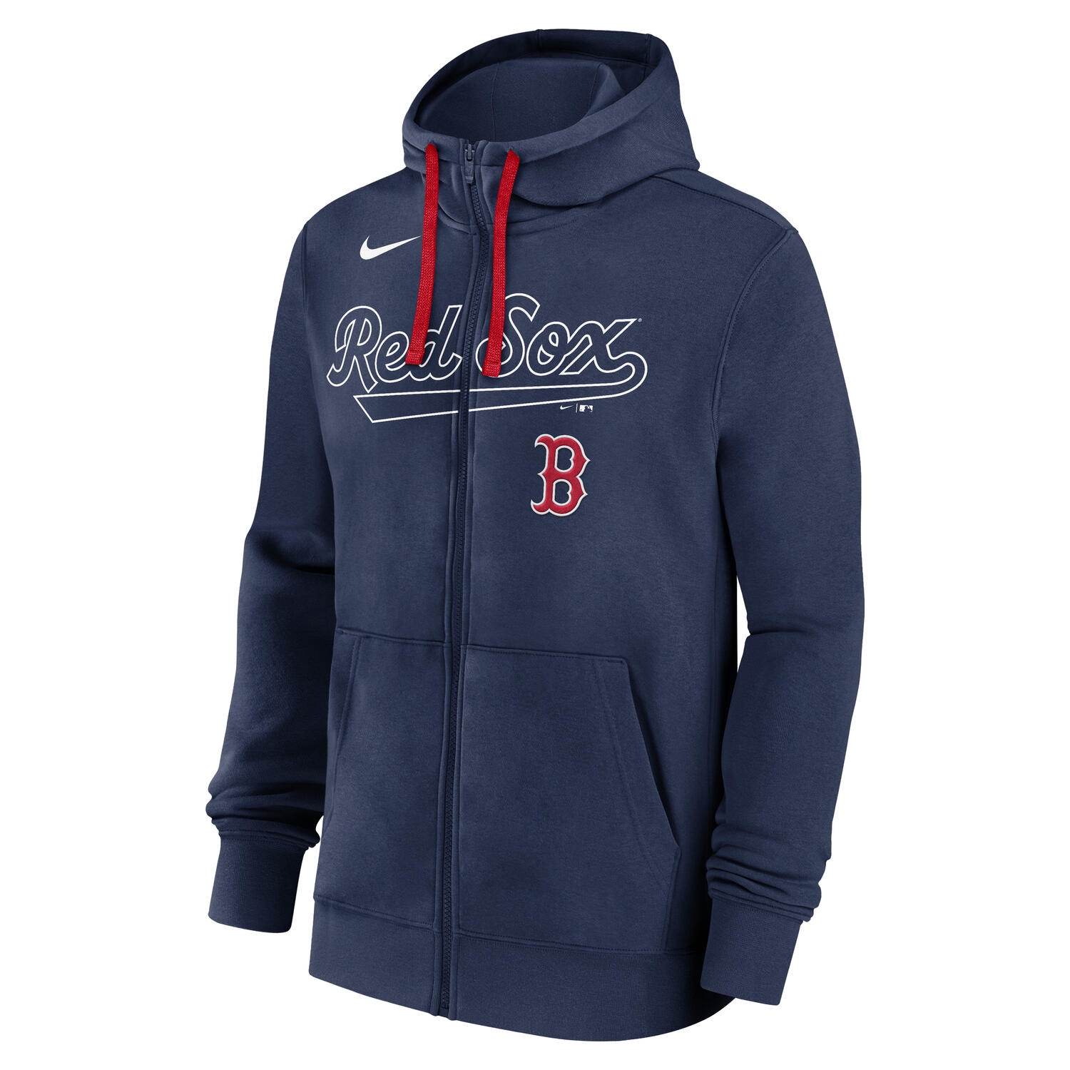 Boston Red Sox Knockout Script MLB Full-Zip Hoodie Navy
