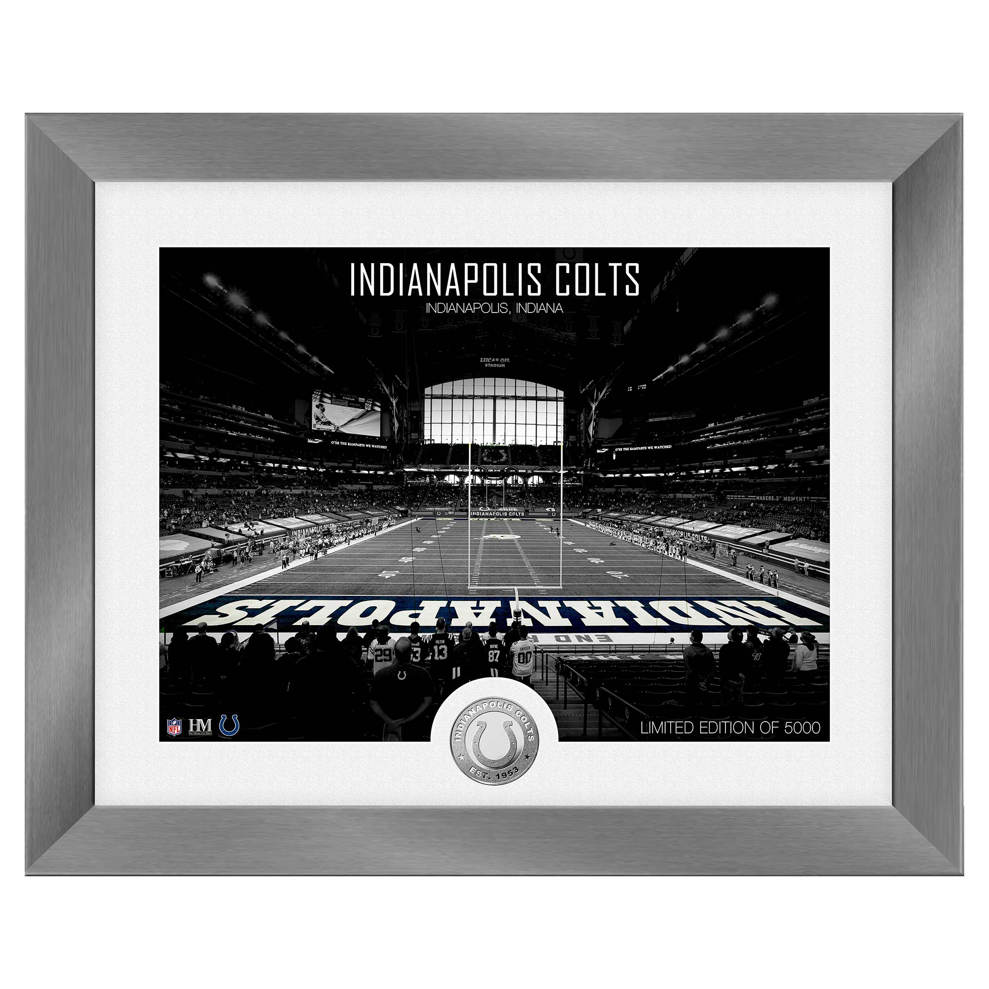 Indianapolis Colts Art Deco Stadium Silver Coin Gerahmtes NFL Bild
