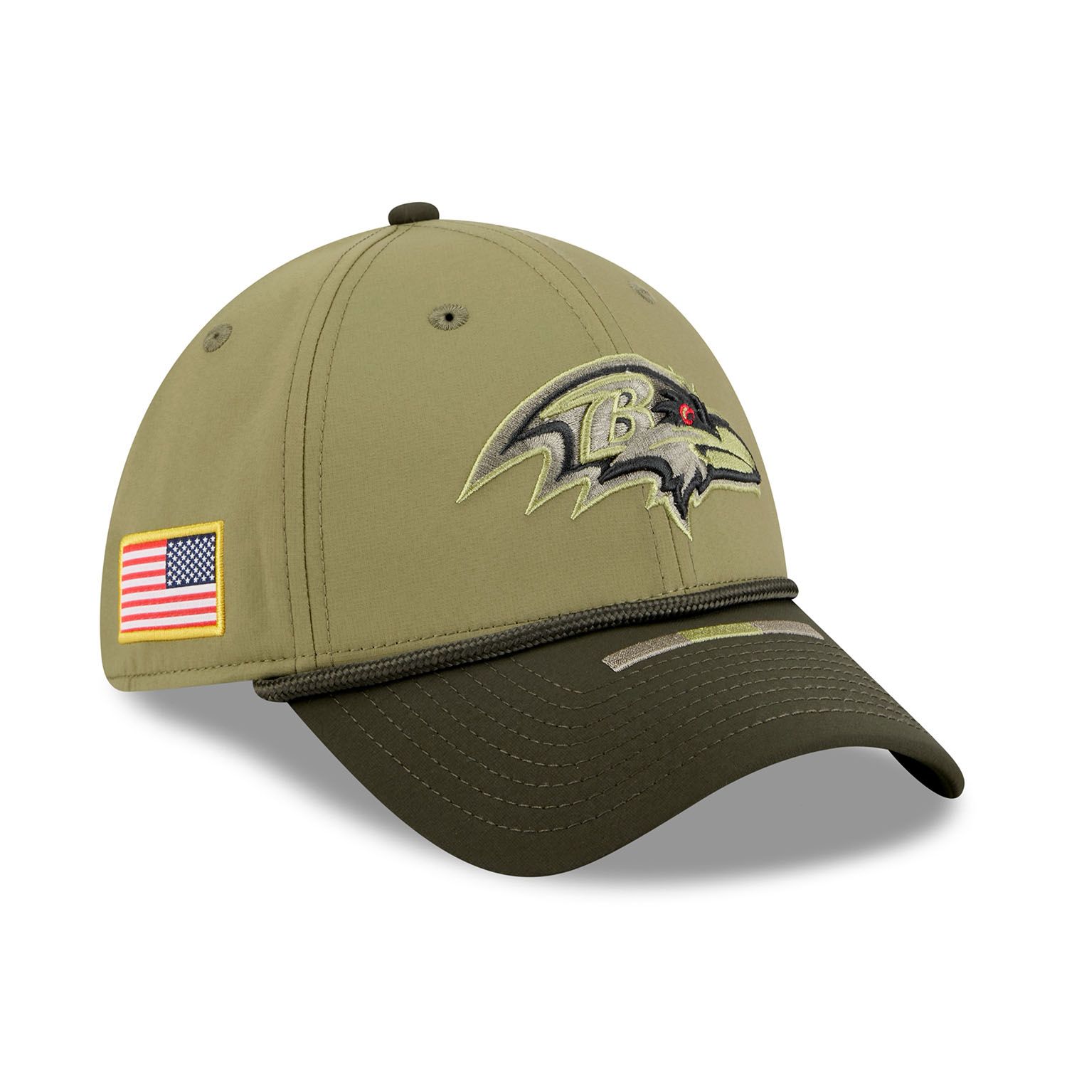 Baltimore Ravens 2025 NFL Salute to Service 39THIRTY Flex Cap Oliv