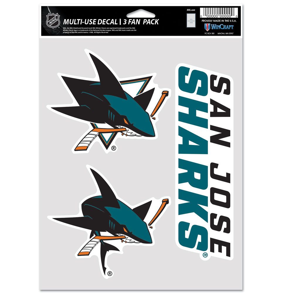 San Jose Sharks Multi-Use NHL Decals Set (3 Pcs.)
