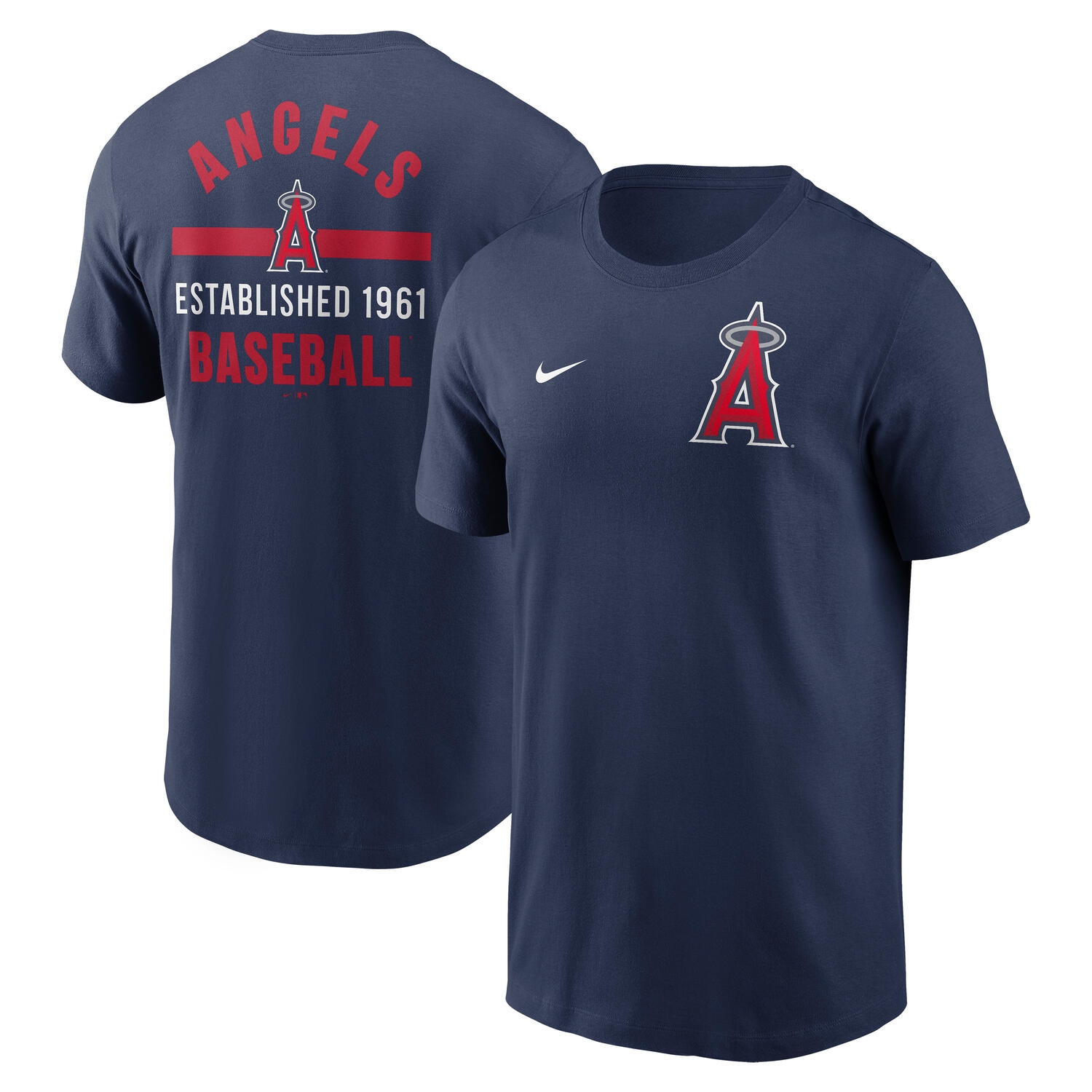 Los Angeles Angels 2-Hit Nike Cotton T-Shirt Navy