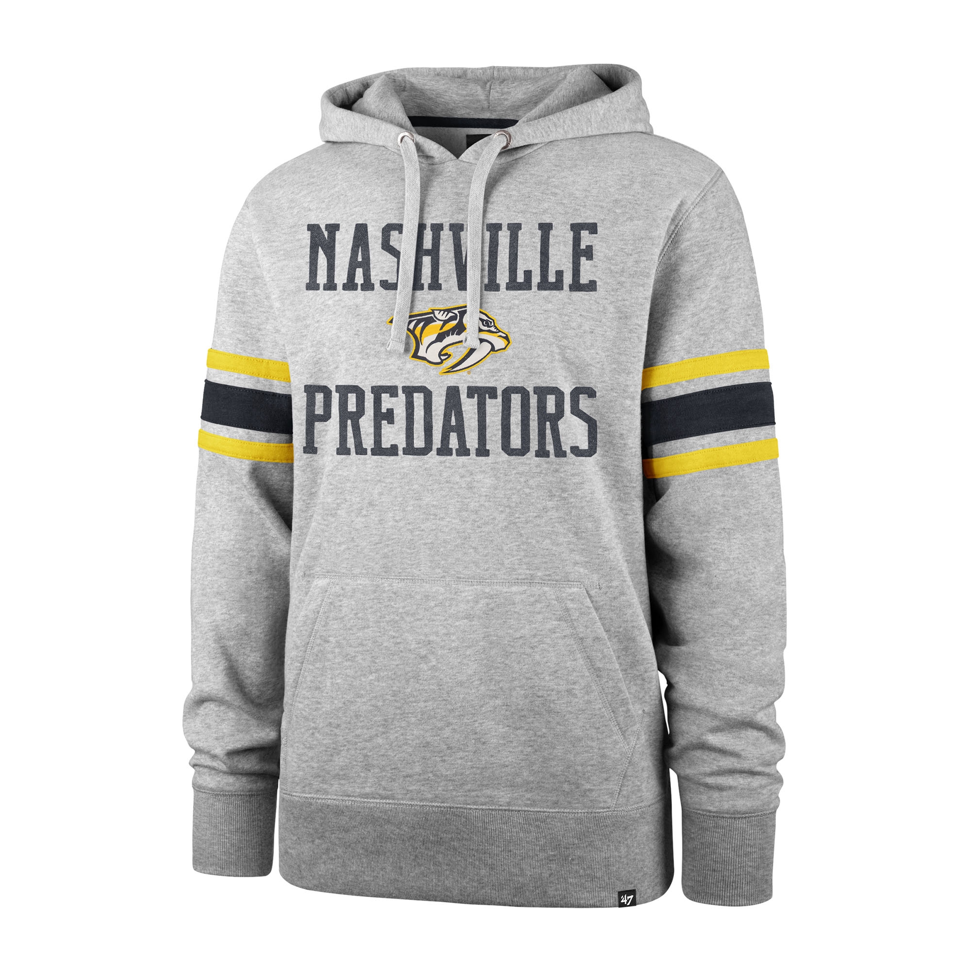 Nashville Predators Stripe Sleeve '47 Double Block NHL Hoodie Grey
