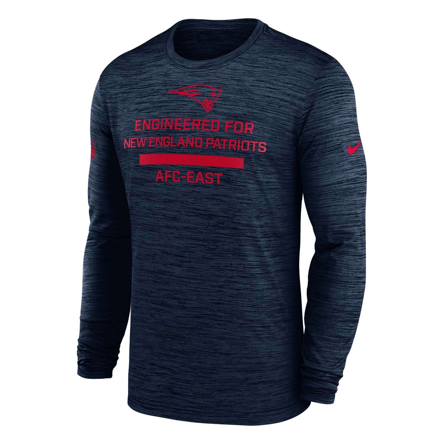 New England Patriots 2025 NFL Sideline Nike Velocity Performance Long Sleeve T-Shirt Navy