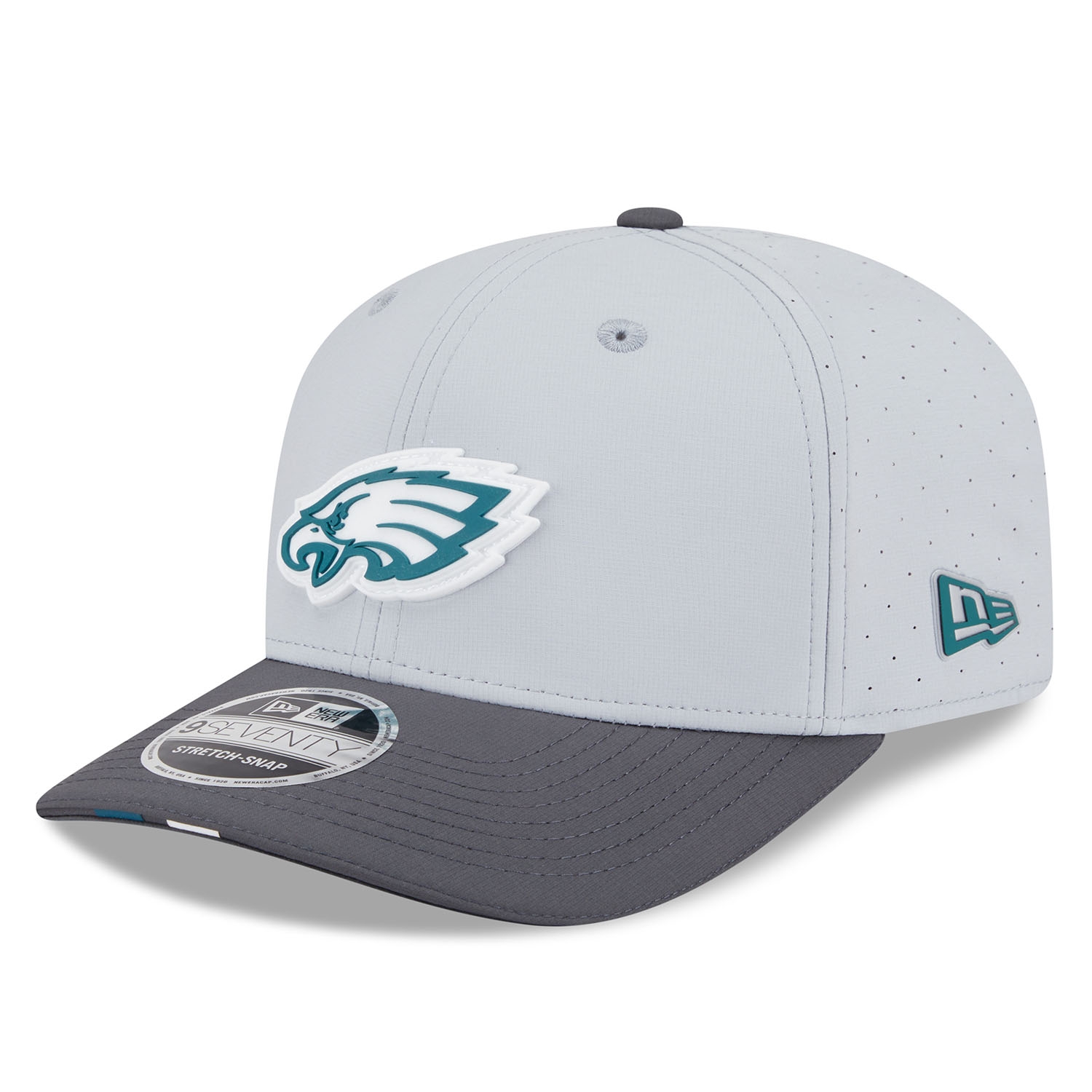 Philadelphia Eagles 2025 NFL Training Camp New Era 9SEVENTY Stretch-Snap Cap CW Grau