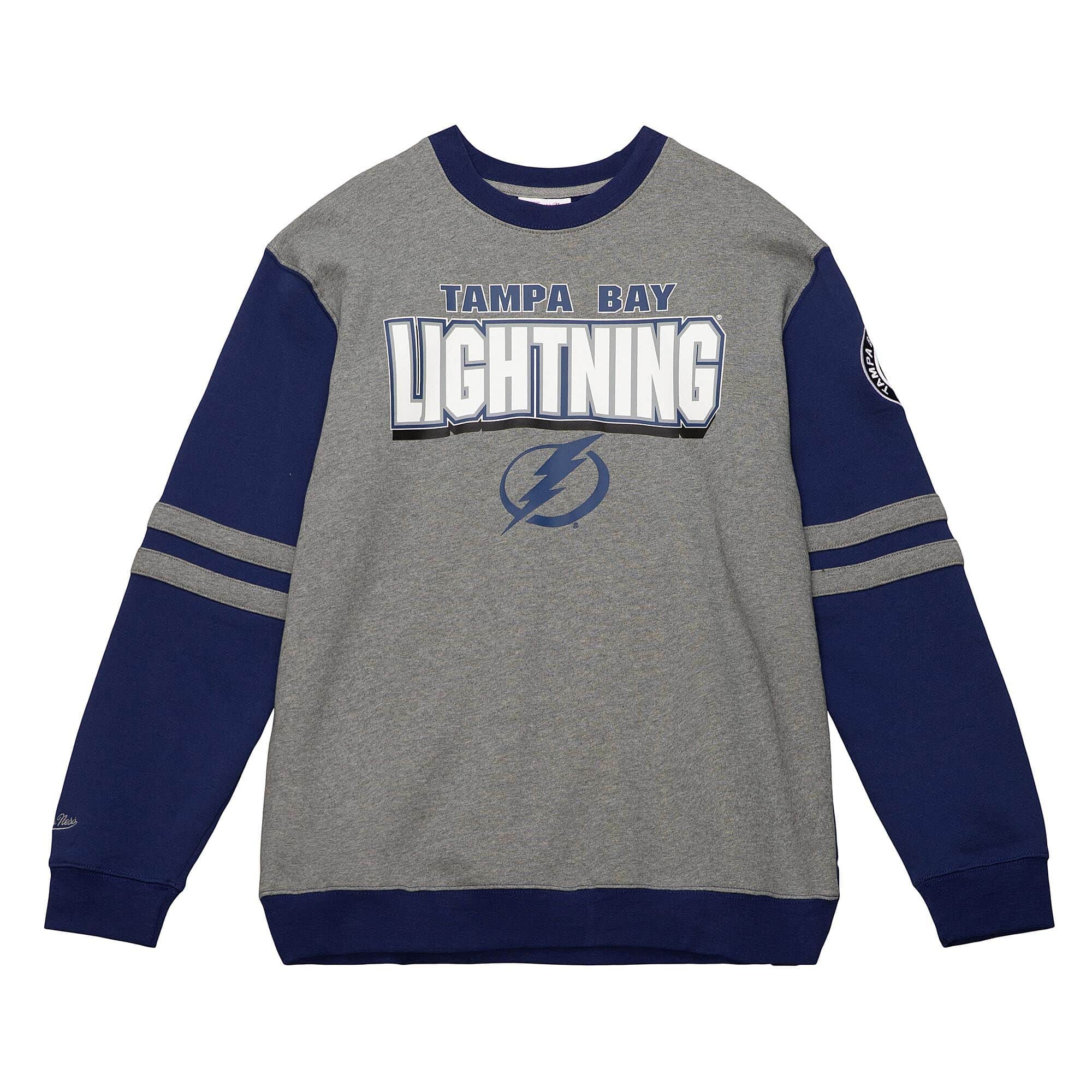 Tampa Bay Lightning All Over Mitchell & Ness NHL Crew Fleece Pullover