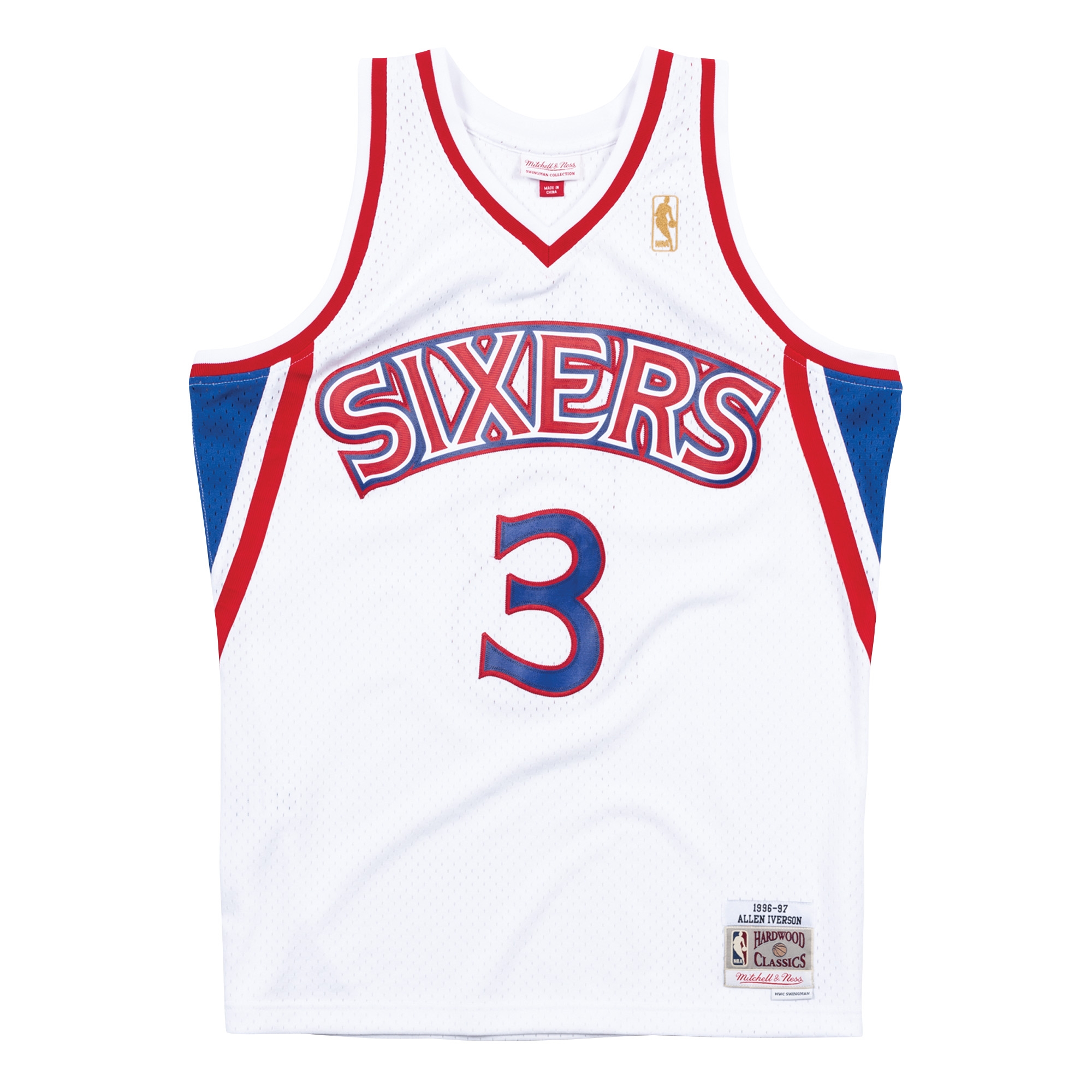 Allen Iverson #3 Philadelphia 76ers 1996-97 Swingman NBA Trikot Weiß
