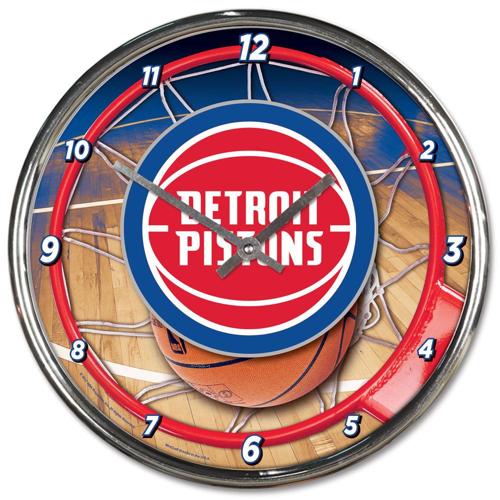 Detroit Pistons WinCraft Chrome NBA Wanduhr