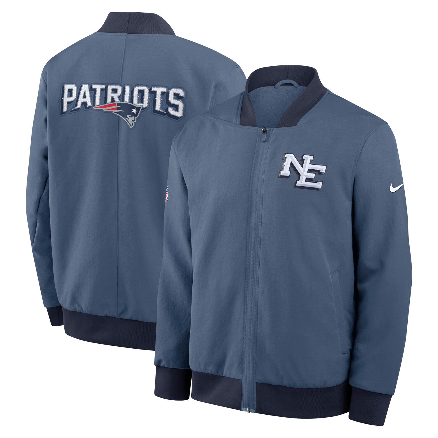 New England Patriots 2025 Rivalries Sideline Bomber Jacke Blau
