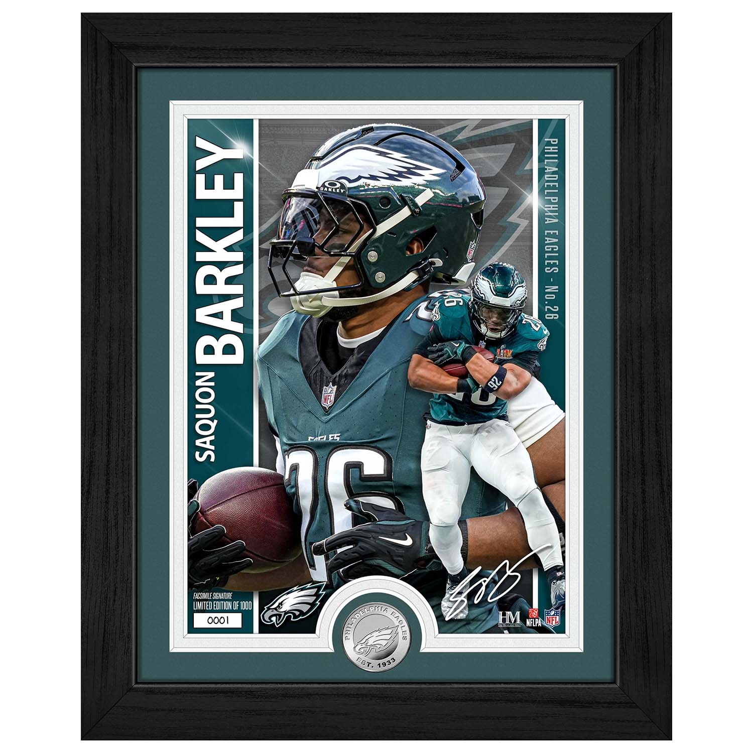 Saquon Barkley Philadelphia Eagles Artist Proof Silver Coin NFL Photo Frame