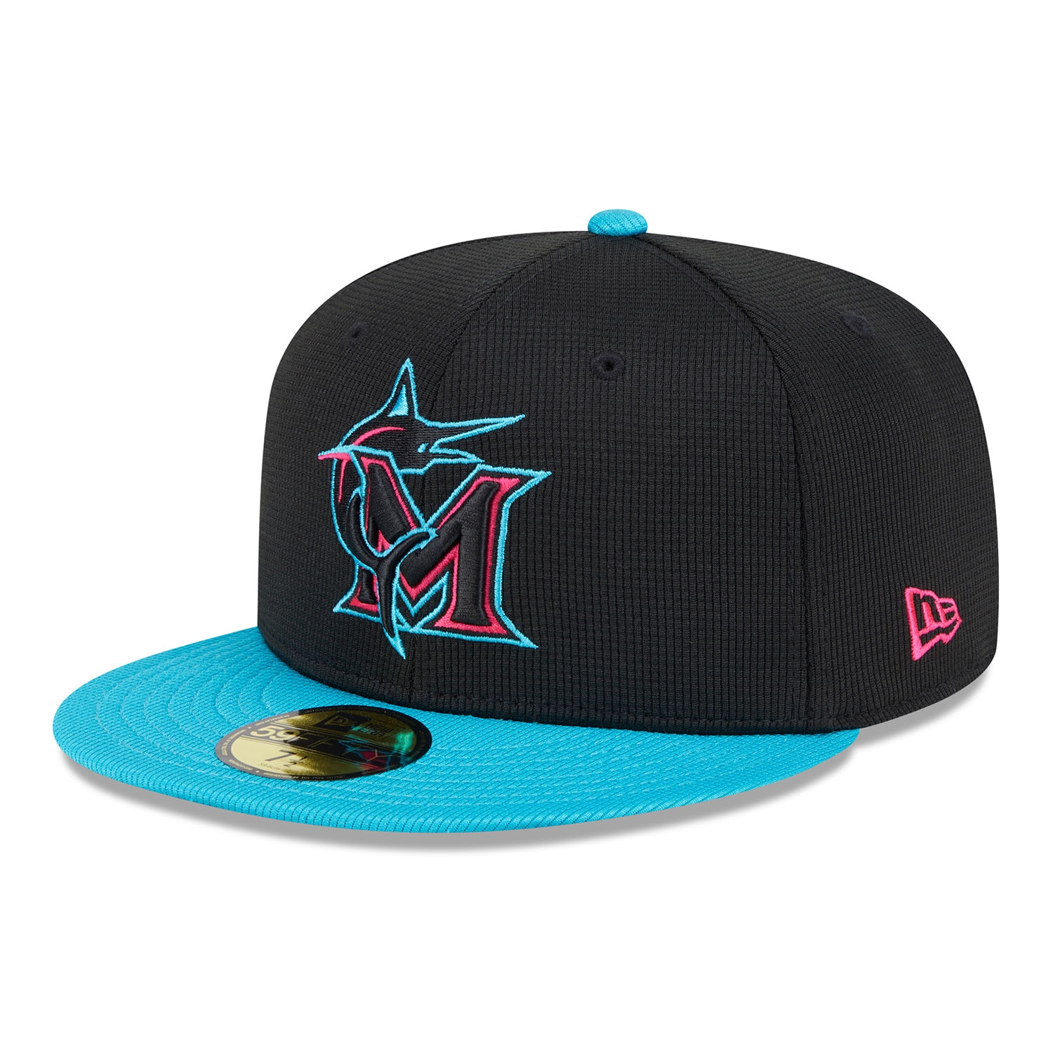 Miami Marlins City Connect 2025 MLB Batting Practice 59FIFTY Fitted Cap Schwarz