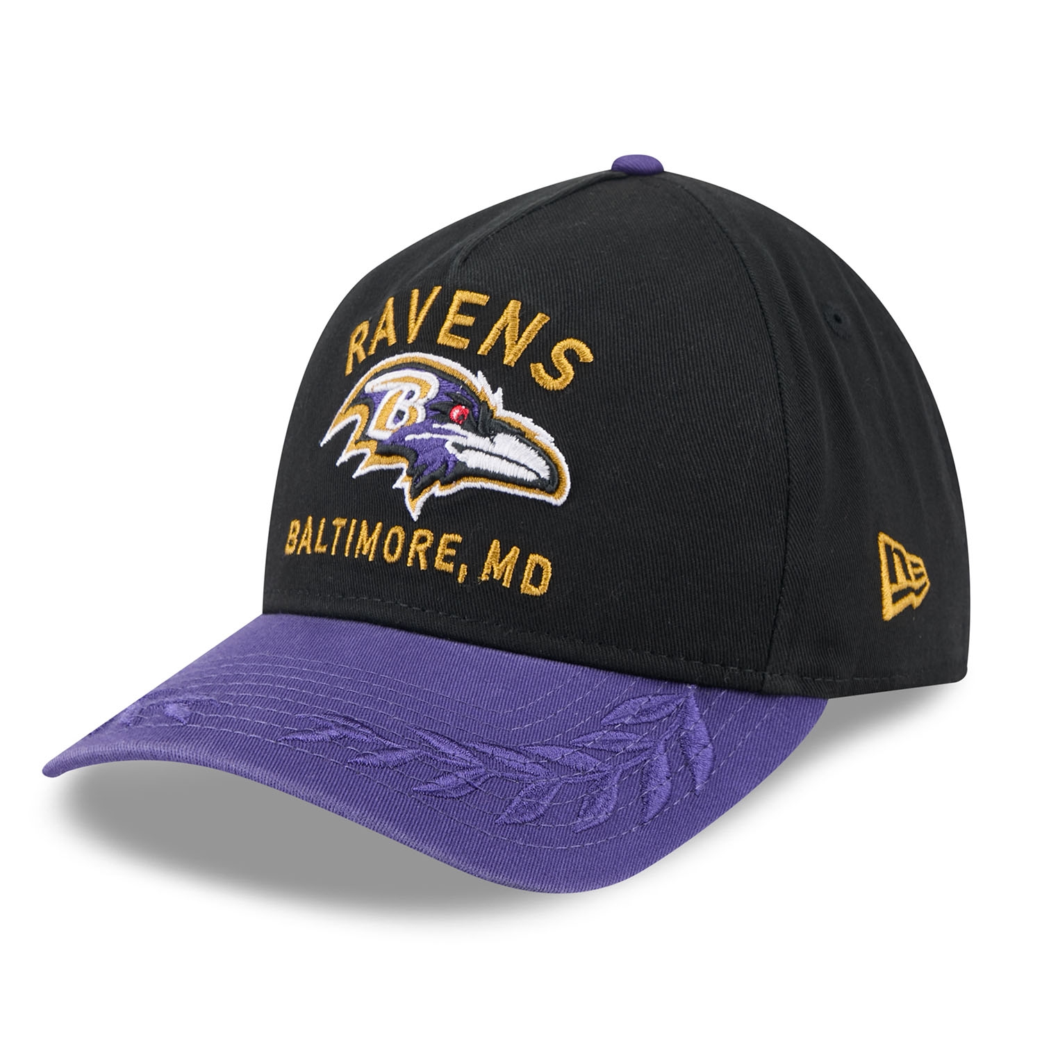 Baltimore Ravens 2025 NFL Draft 9TWENTY A-Frame Adjustable Cap Schwarz