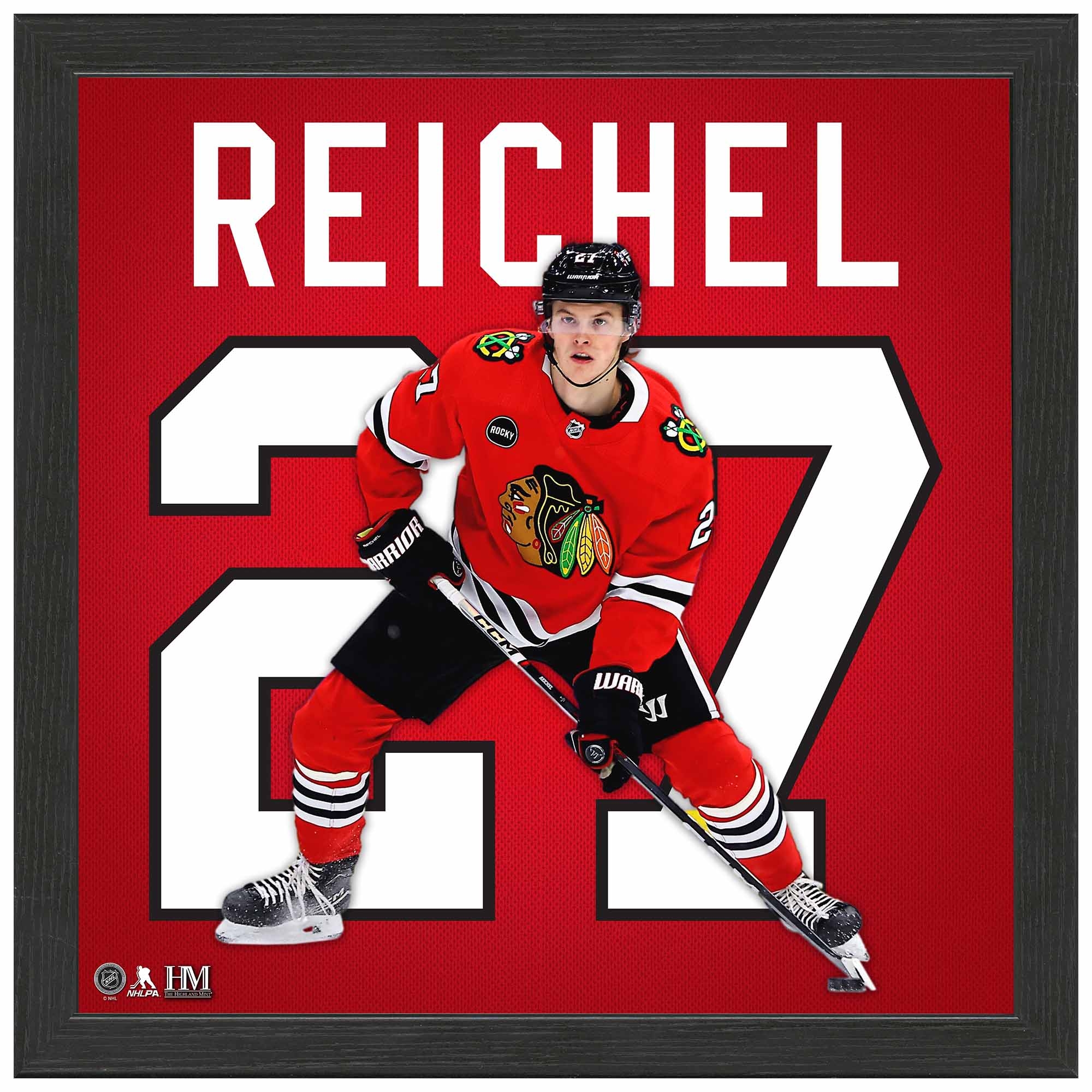 Lukas Reichel #27 Chicago Blackhawks Impact Jersey Gerahmtes NHL Bild