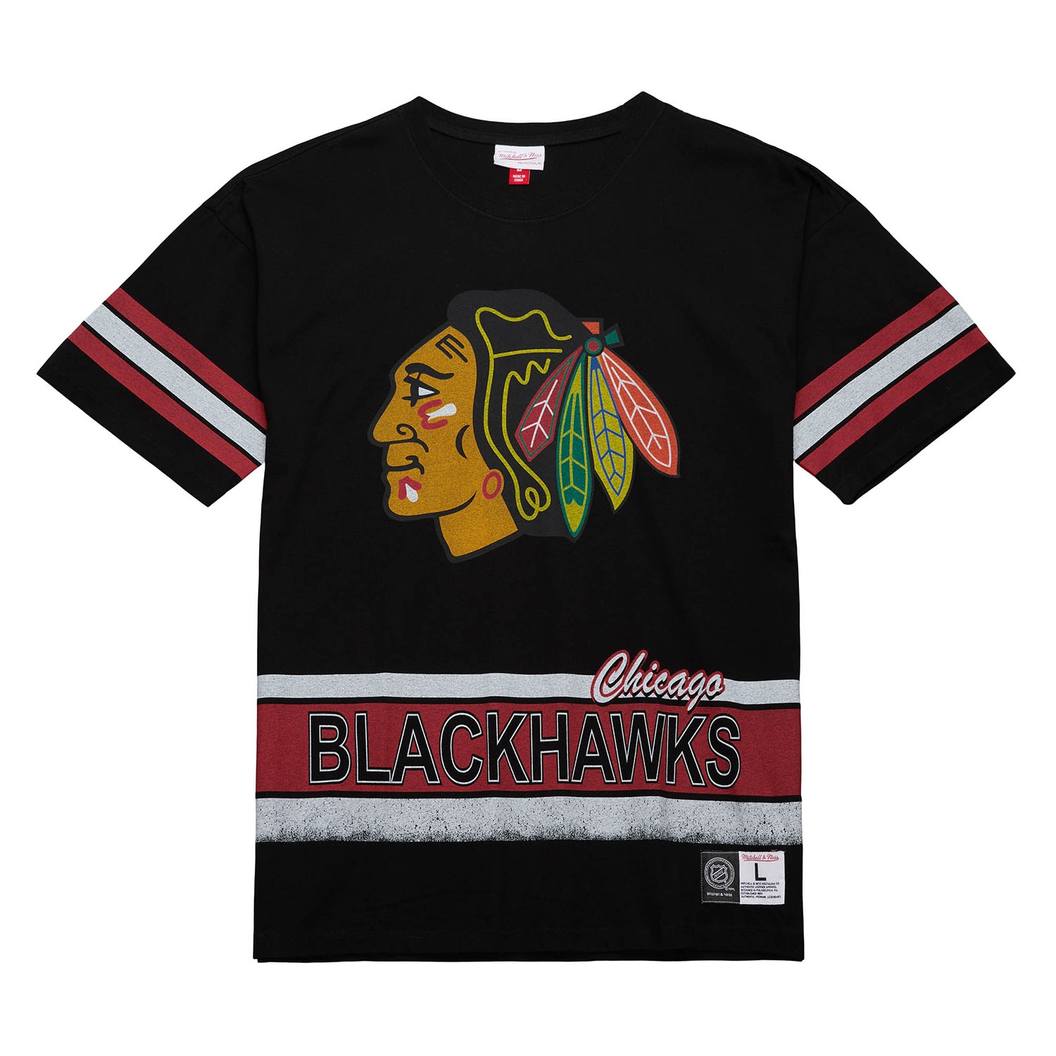 Chicago Blackhawks Fashion Mitchell & Ness Oversized NHL T-Shirt Schwarz