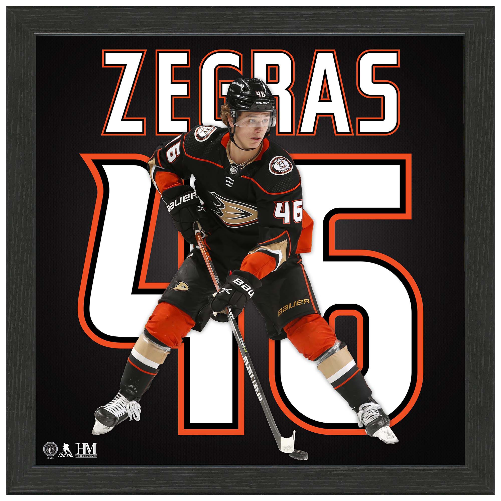 Trevor Zegras #46 Anaheim Ducks Impact Jersey Gerahmtes NHL Bild