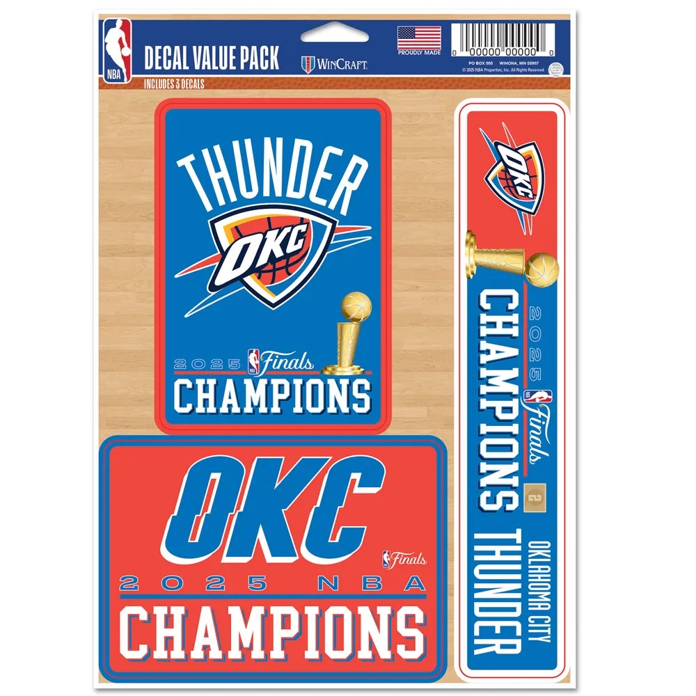 Oklahoma City Thunder 2025 NBA Champions Aufkleber-Set (3 Stk.)