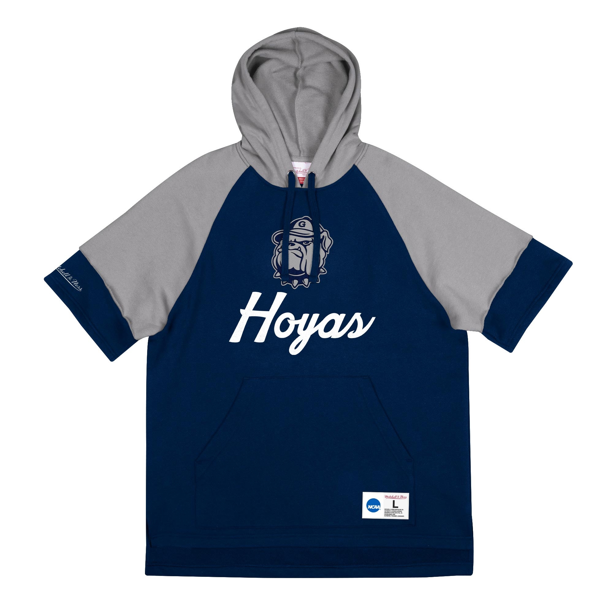 Georgetown Hoyas Mitchell & Ness Cut Sleeves Fleece Short Sleeve NCAA Hoodie