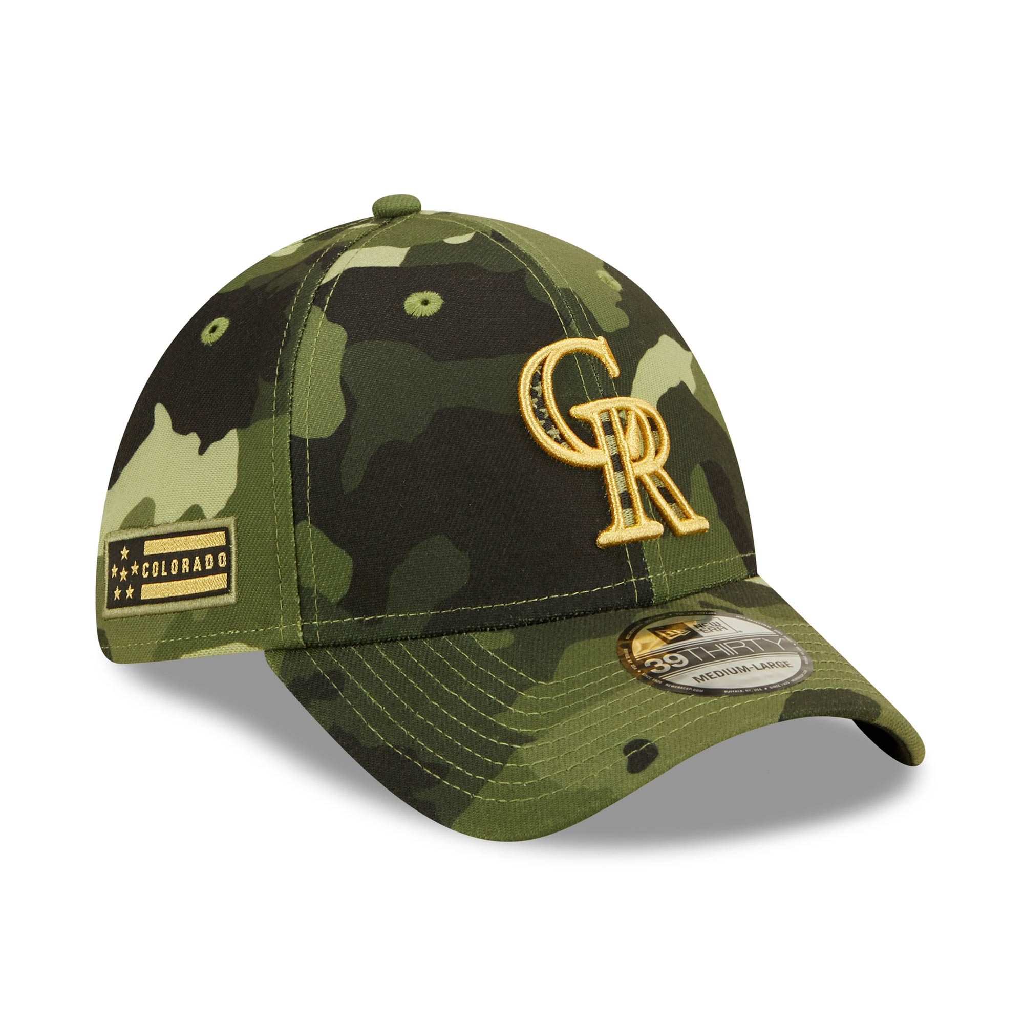 Colorado Rockies 2022 MLB Armed Forces New Era 39THIRTY Flex Cap