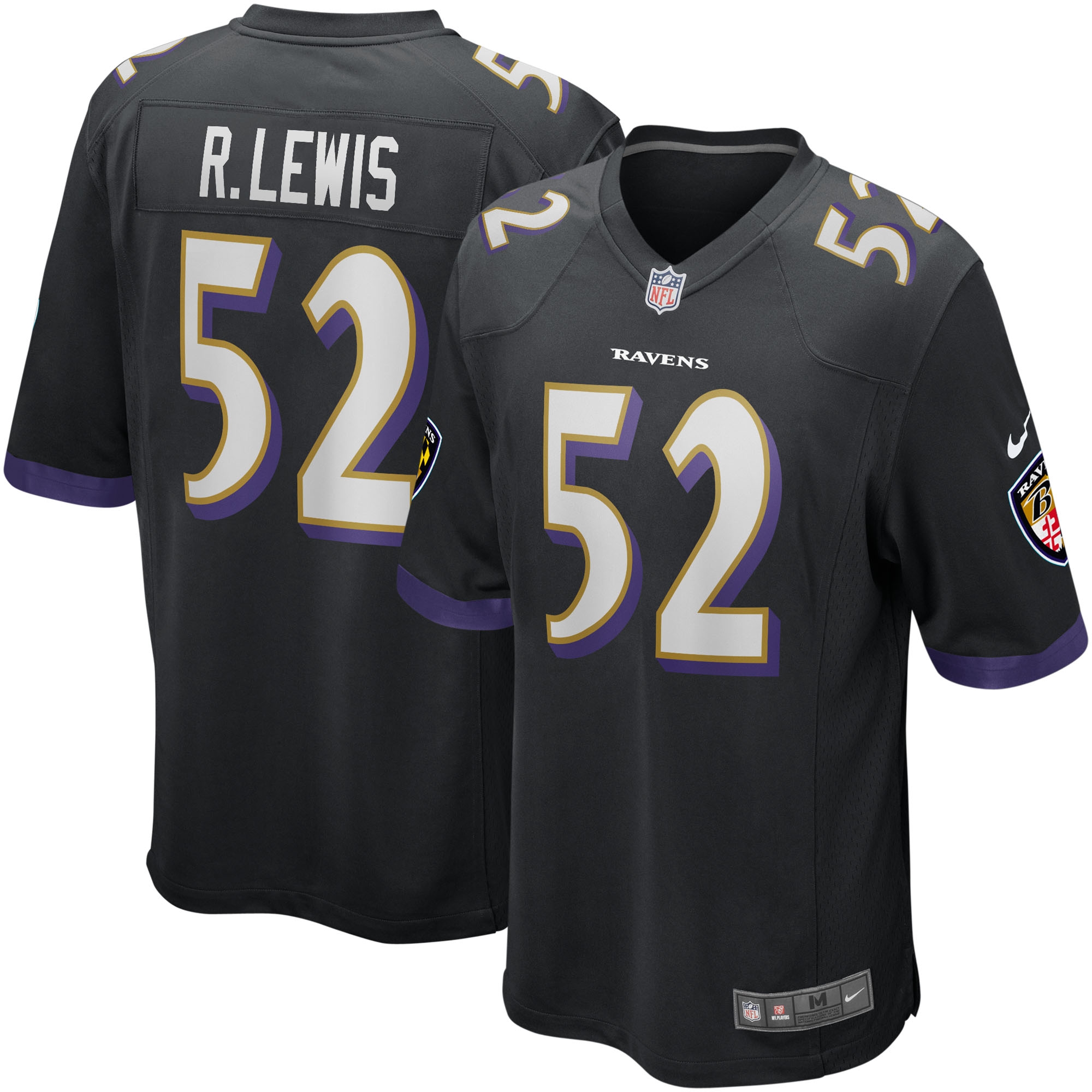 Ray Lewis #52 Baltimore Ravens Nike Game NFL Trikot Schwarz