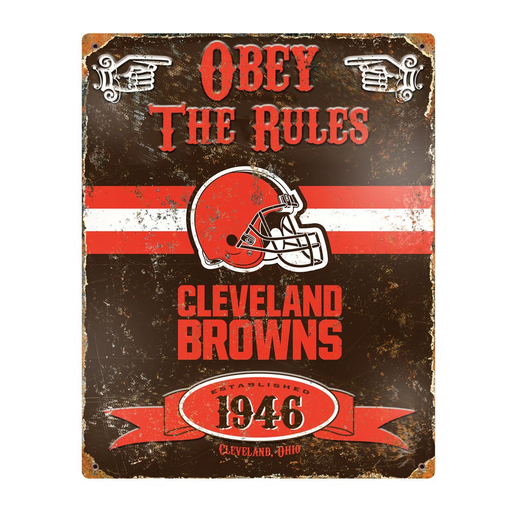 Cleveland Browns Obey The Rules Embossed NFL Metallschild