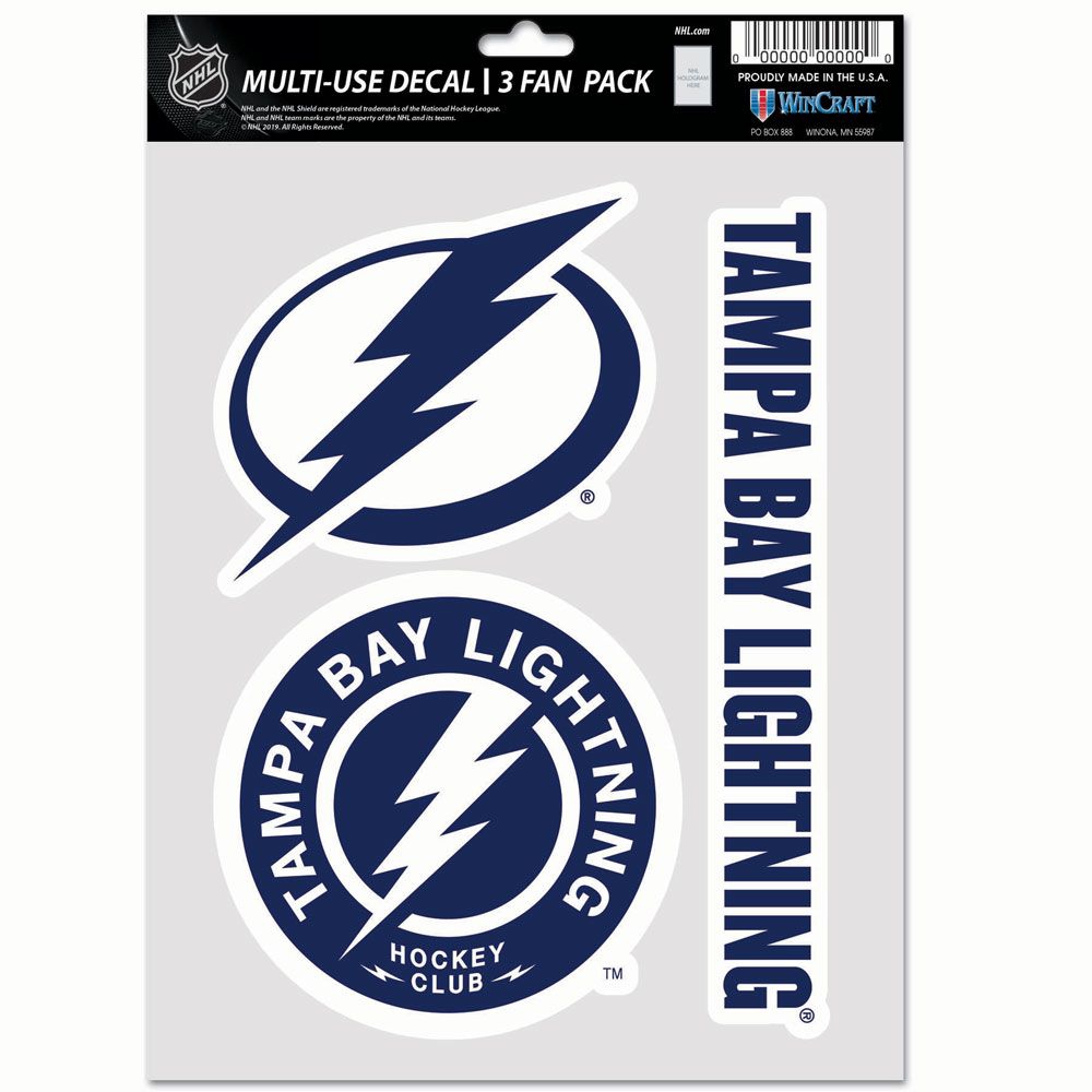 Tampa Bay Lightning Multi-Use NHL Decals Set (3 Pcs.)