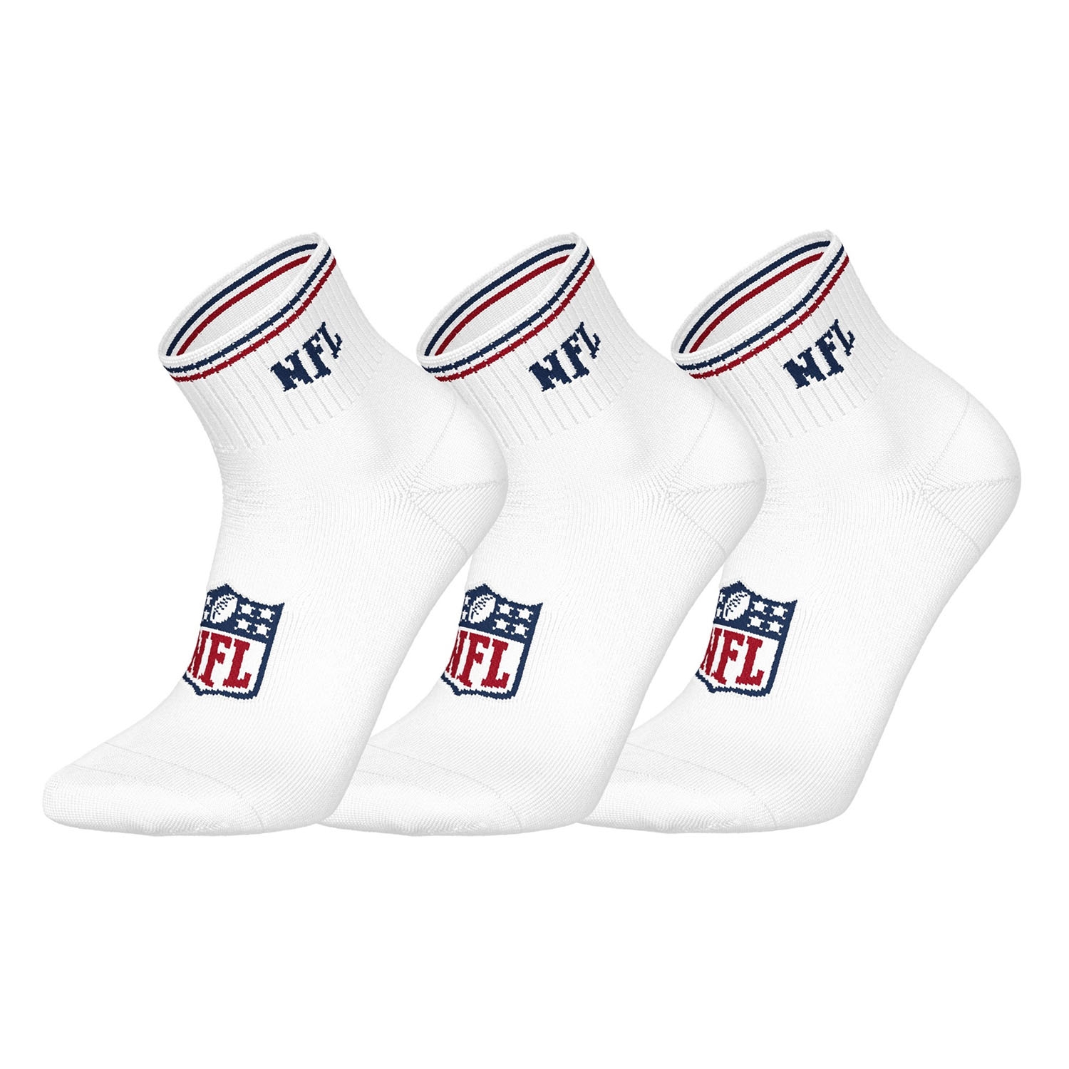 NFL Shield Set Football Quarter Socken Weiß (3er-Pack)