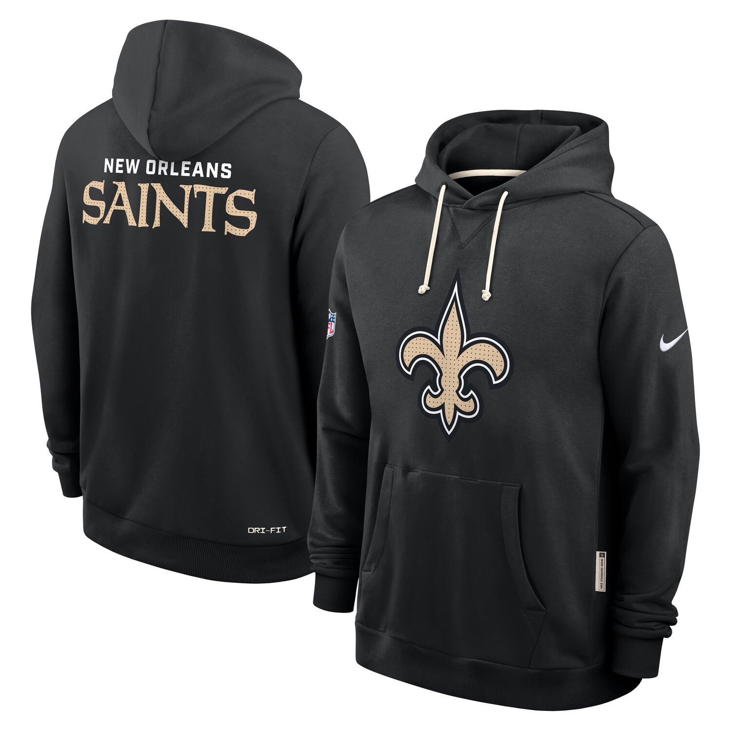 New Orleans Saints 2025 NFL Sideline Nike Standard Issue Hoodie Schwarz