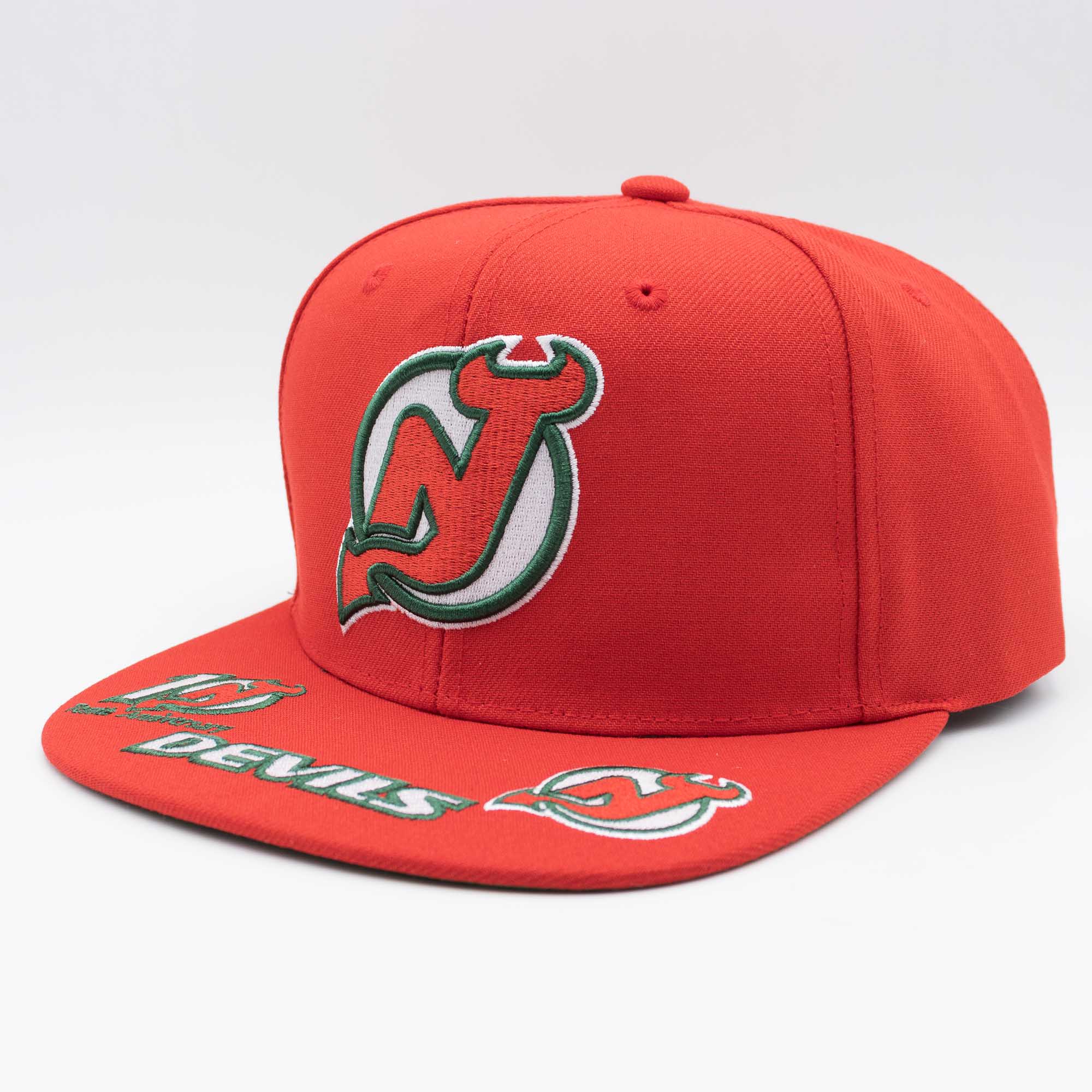 New Jersey Devils Hat Trick Mitchell & Ness Snapback NHL Cap Rot