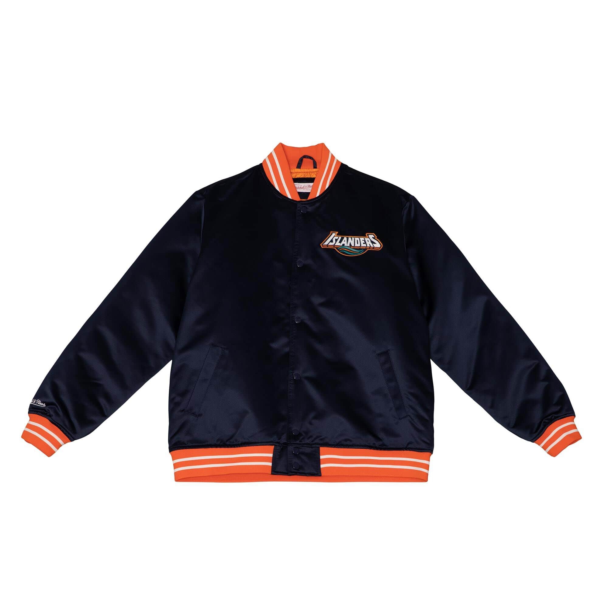 New York Islanders Heavyweight Satin Mitchell & Ness NHL Jacket Navy