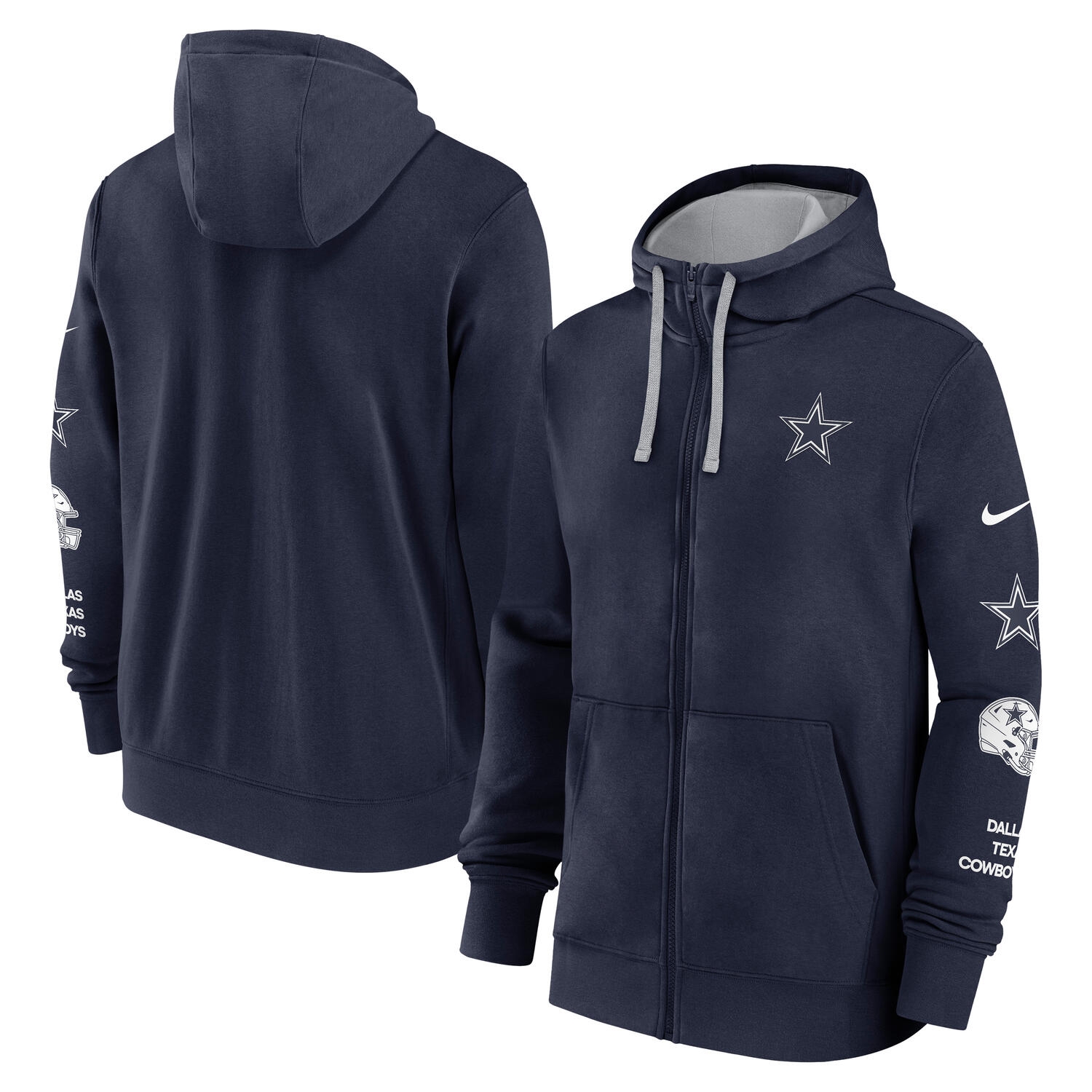Dallas Cowboys Full-Zip Nike Club Fleece Hoodie Navy