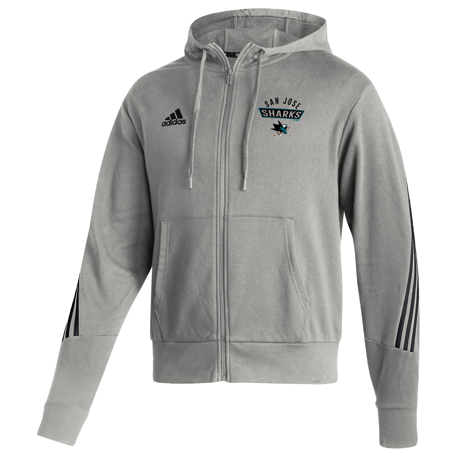 San Jose Sharks adidas 2021/22 NHL Authentic Apparel Full-Zip Hoodie Grey